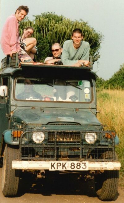 Peter, Zanna and friends in their Jeep