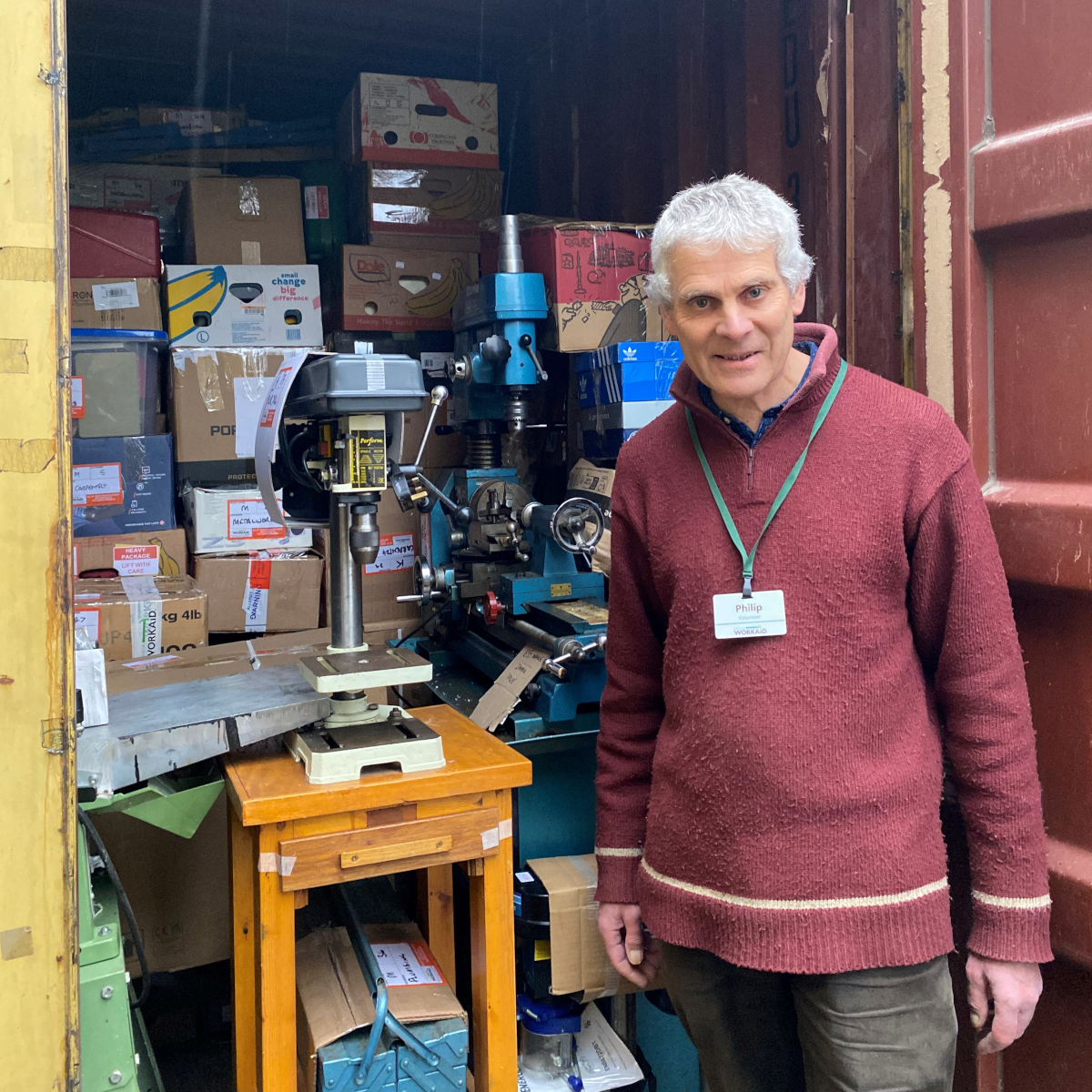 Philip with the tools and equipment